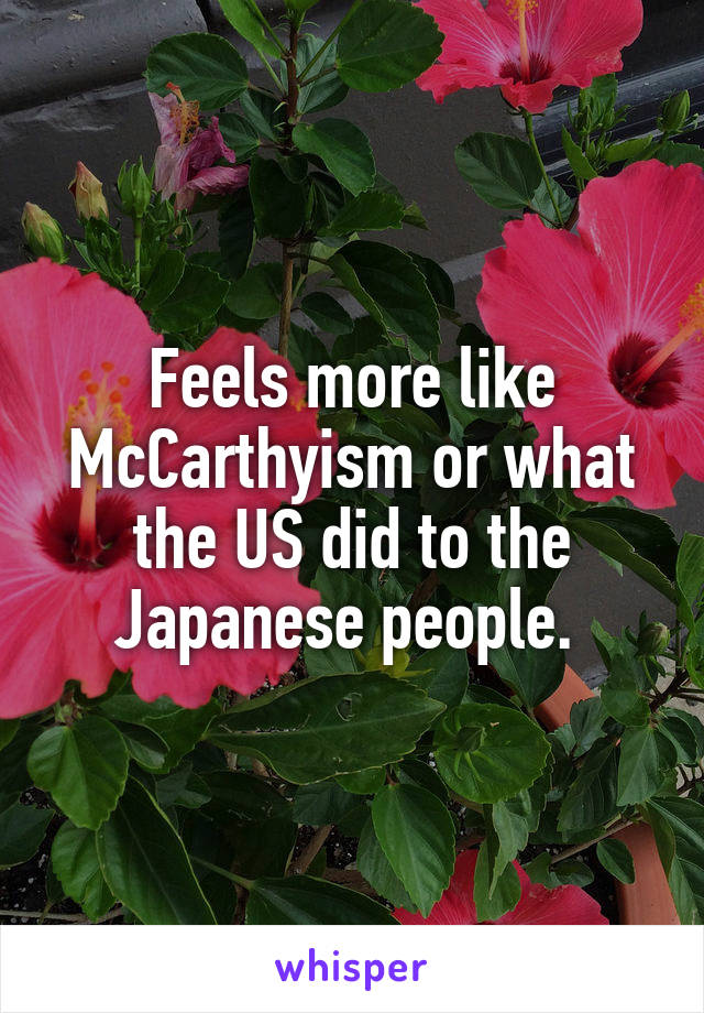 Feels more like McCarthyism or what the US did to the Japanese people. 