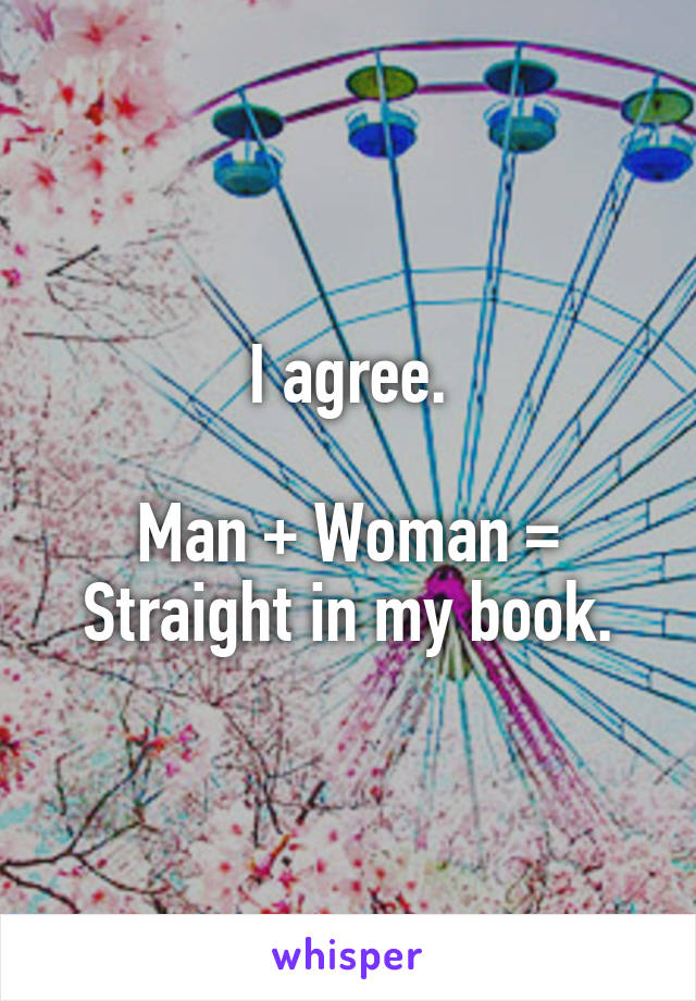 I agree.

Man + Woman = Straight in my book.