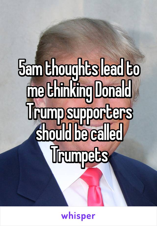 5am thoughts lead to me thinking Donald Trump supporters should be called Trumpets