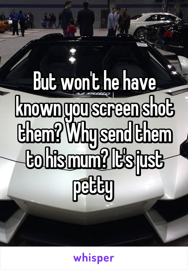But won't he have known you screen shot them? Why send them to his mum? It's just petty 