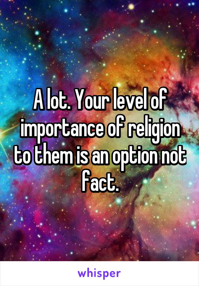 A lot. Your level of importance of religion to them is an option not fact.
