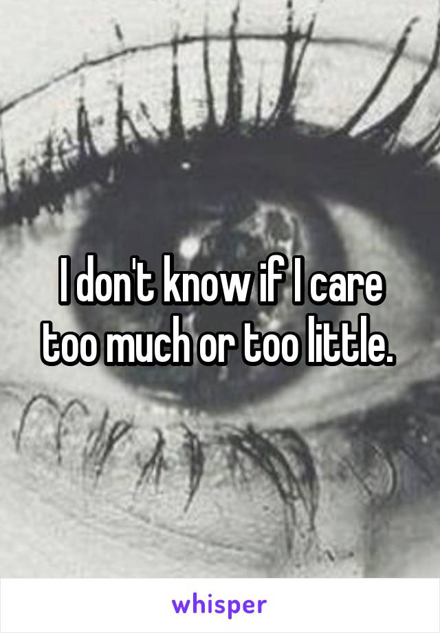 I don't know if I care too much or too little. 