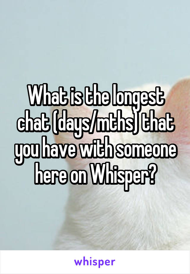 What is the longest chat (days/mths) that you have with someone here on Whisper?