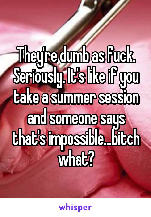 They're dumb as fuck. Seriously. It's like if you take a summer session and someone says that's impossible...bitch what?