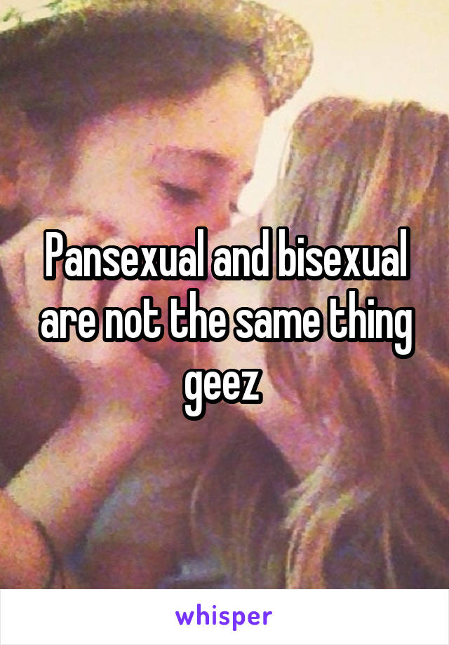 Pansexual and bisexual are not the same thing geez 