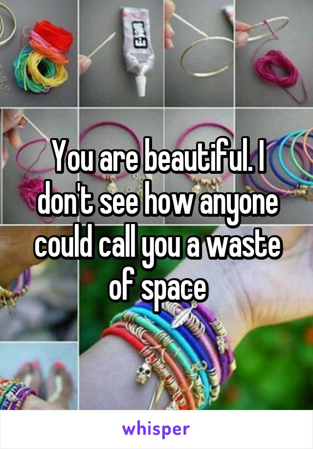 You are beautiful. I don't see how anyone could call you a waste of space