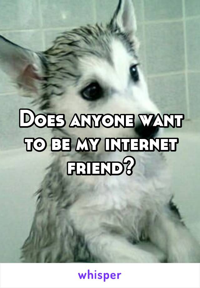Does anyone want to be my internet friend?
