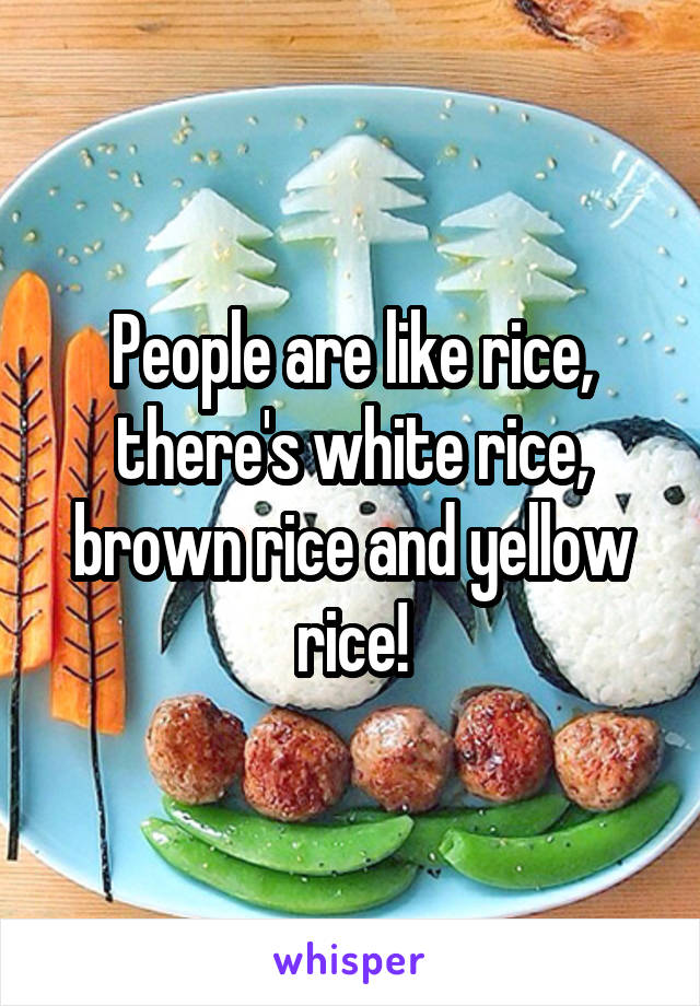 People are like rice, there's white rice, brown rice and yellow rice!
