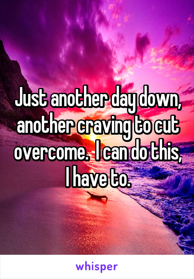 Just another day down, another craving to cut overcome.  I can do this, I have to.