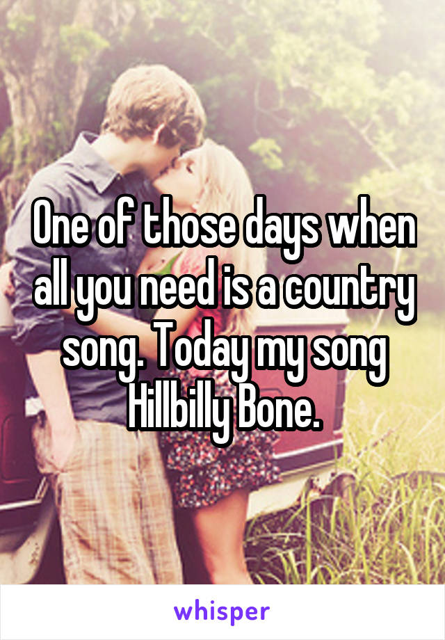 One of those days when all you need is a country song. Today my song Hillbilly Bone.