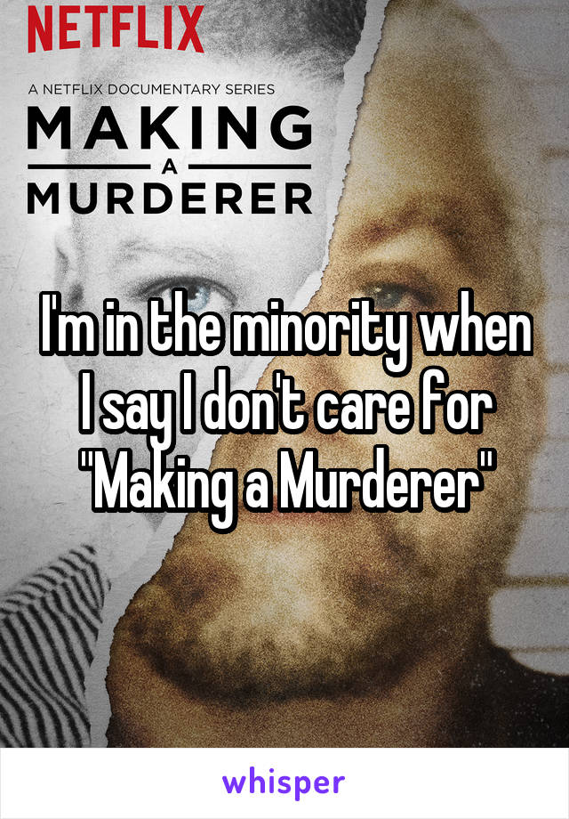I'm in the minority when I say I don't care for "Making a Murderer"