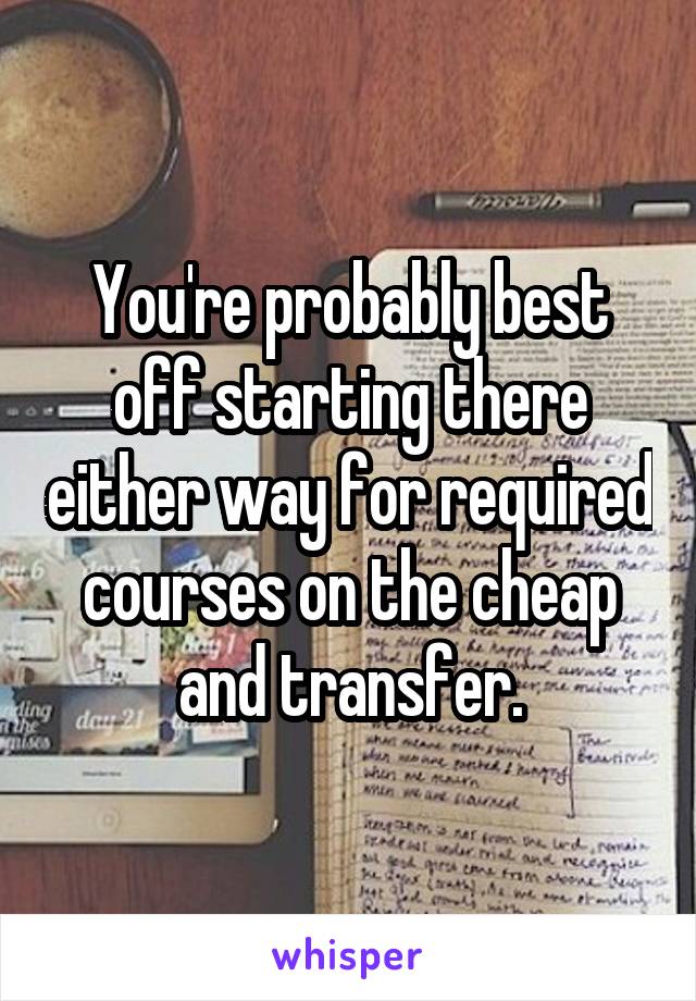 You're probably best off starting there either way for required courses on the cheap and transfer.