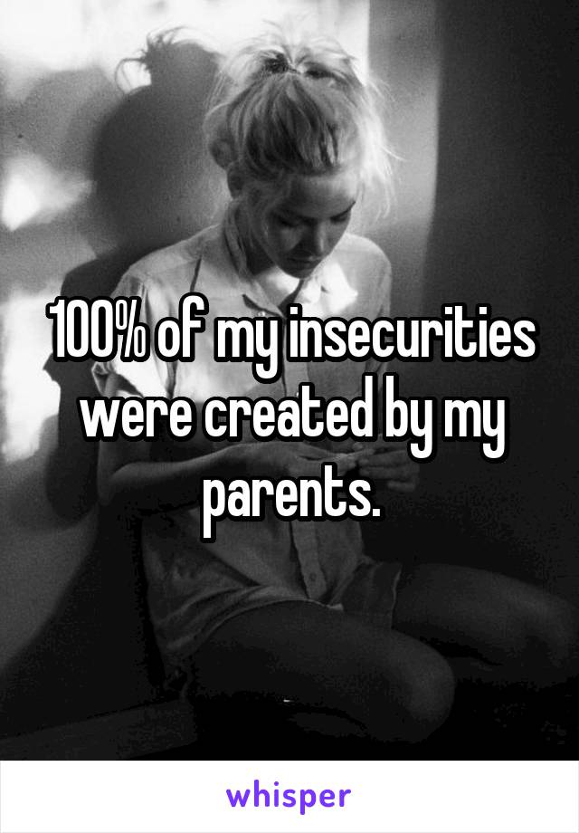 100% of my insecurities were created by my parents.
