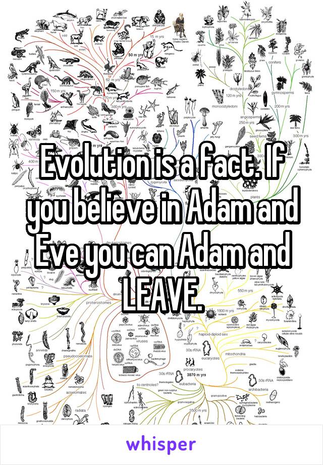 Evolution is a fact. If you believe in Adam and Eve you can Adam and LEAVE.