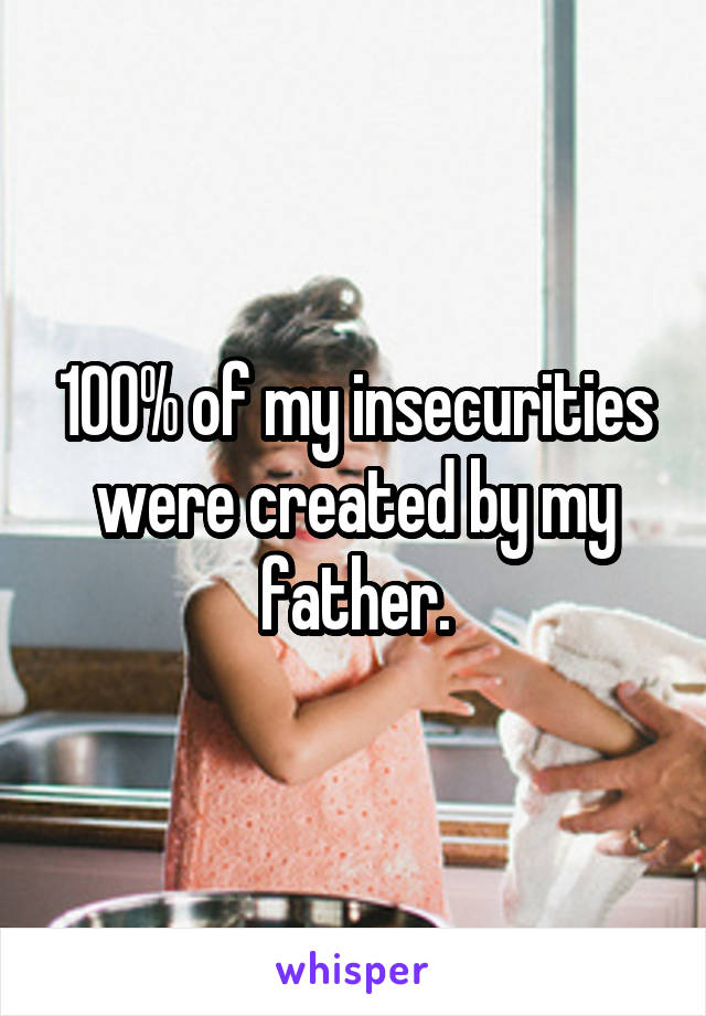 100% of my insecurities were created by my father.