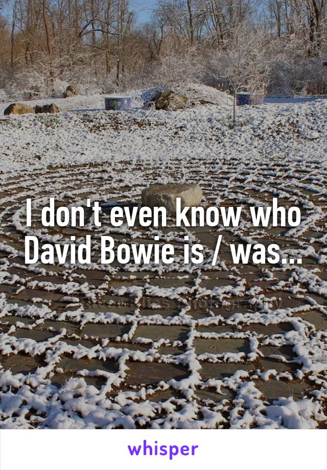 I don't even know who David Bowie is / was...