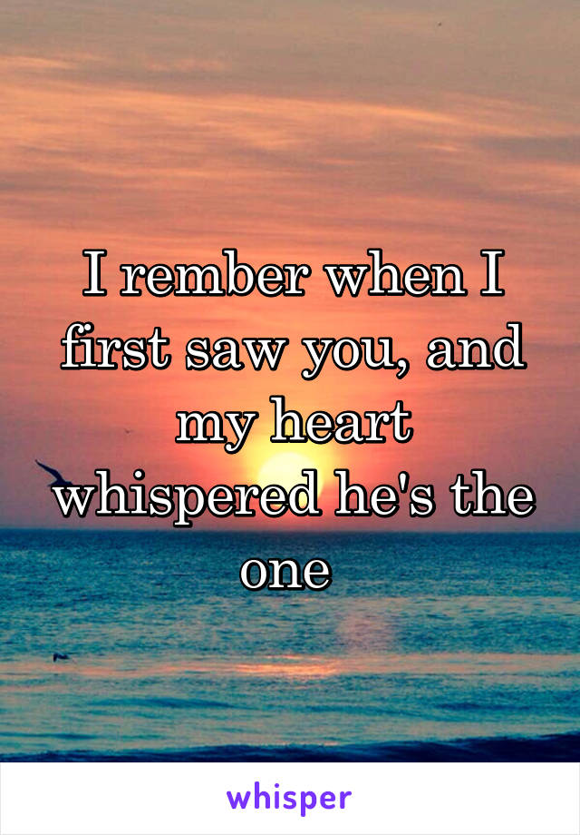 I rember when I first saw you, and my heart whispered he's the one 