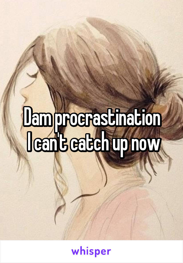 Dam procrastination
 I can't catch up now