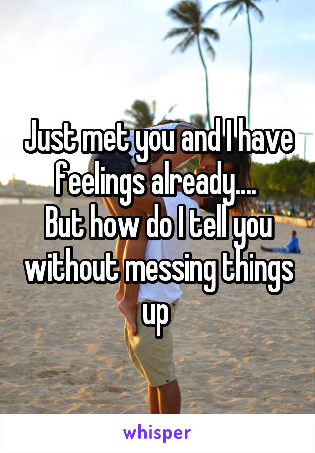 Just met you and I have feelings already.... 
But how do I tell you without messing things up 
