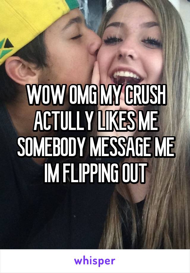 WOW OMG MY CRUSH ACTULLY LIKES ME SOMEBODY MESSAGE ME IM FLIPPING OUT