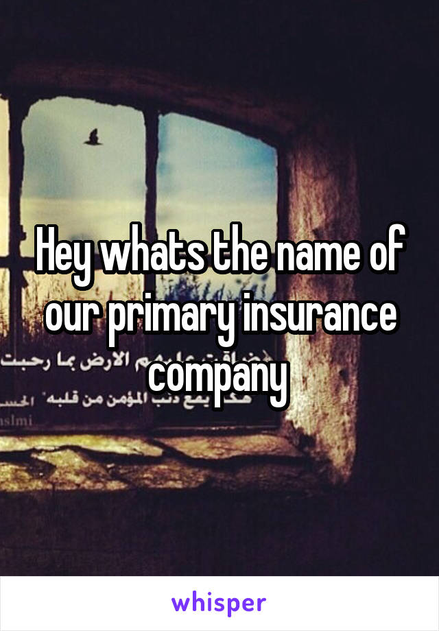 Hey whats the name of our primary insurance company 