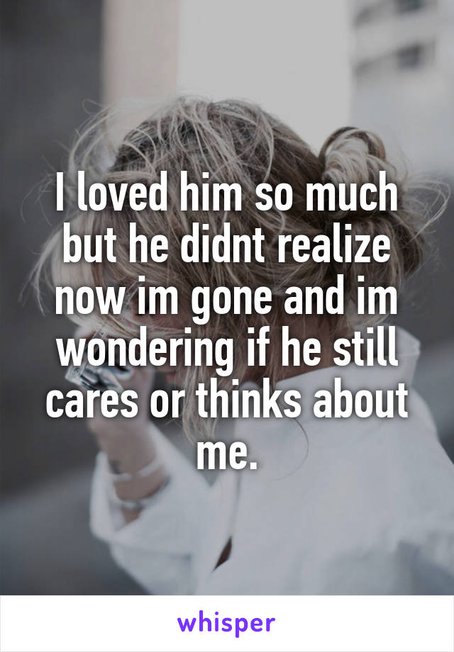 I loved him so much but he didnt realize now im gone and im wondering if he still cares or thinks about me.