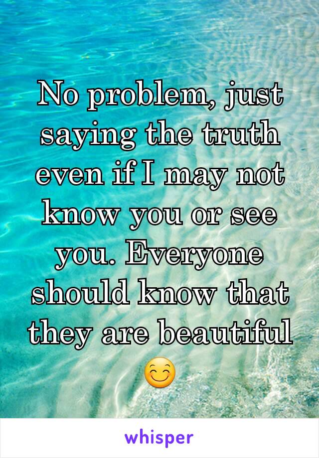 No problem, just saying the truth even if I may not know you or see you. Everyone should know that they are beautiful 😊
