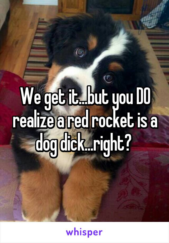 We get it...but you DO realize a red rocket is a dog dick...right? 