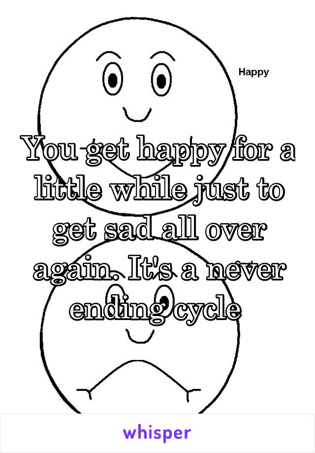 You get happy for a little while just to get sad all over again. It's a never ending cycle 