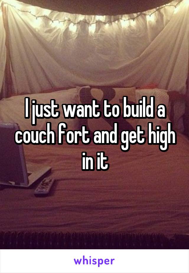 I just want to build a couch fort and get high in it