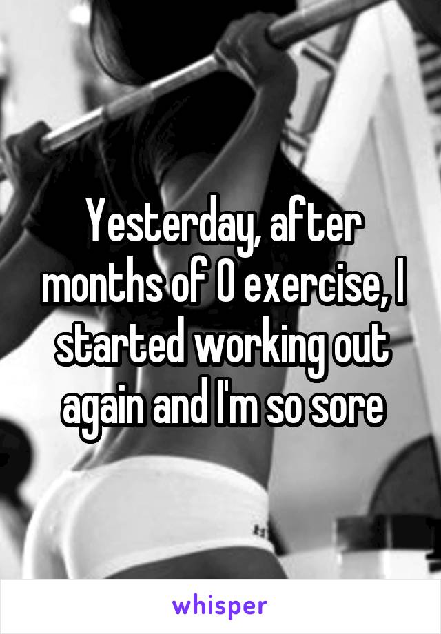 Yesterday, after months of 0 exercise, I started working out again and I'm so sore