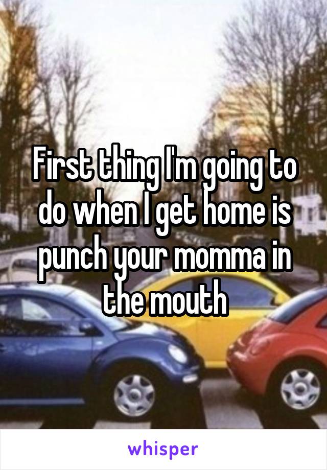 First thing I'm going to do when I get home is punch your momma in the mouth