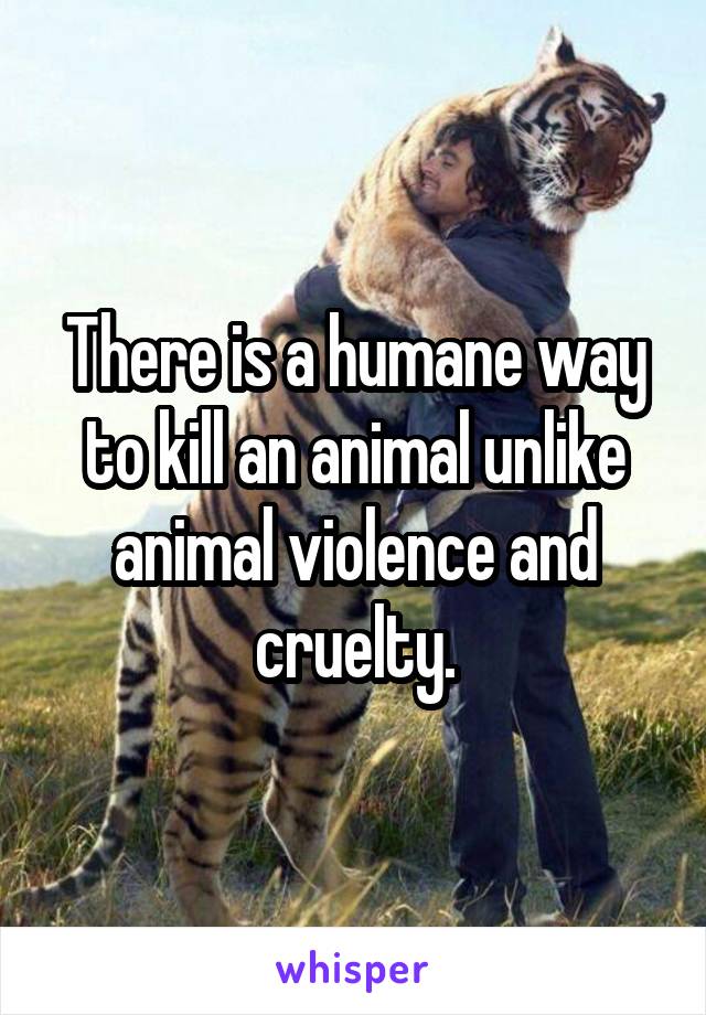 There is a humane way to kill an animal unlike animal violence and cruelty.