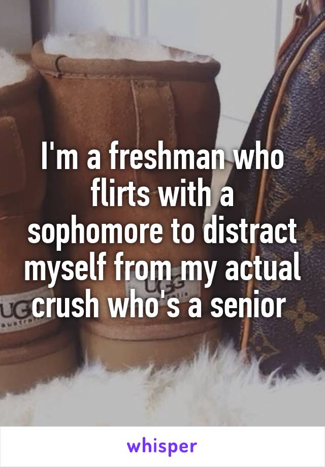 I'm a freshman who flirts with a sophomore to distract myself from my actual crush who's a senior 