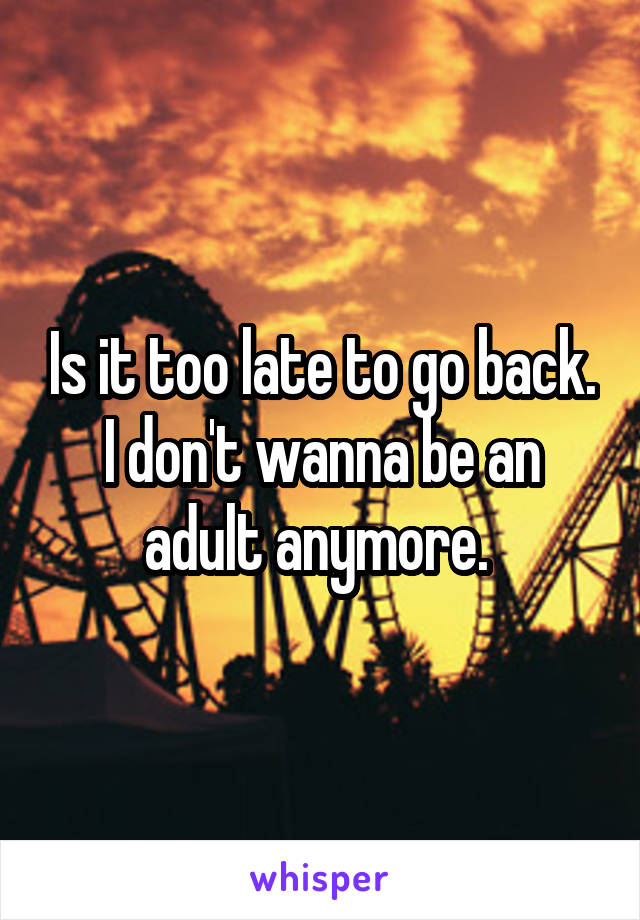 Is it too late to go back. I don't wanna be an adult anymore. 