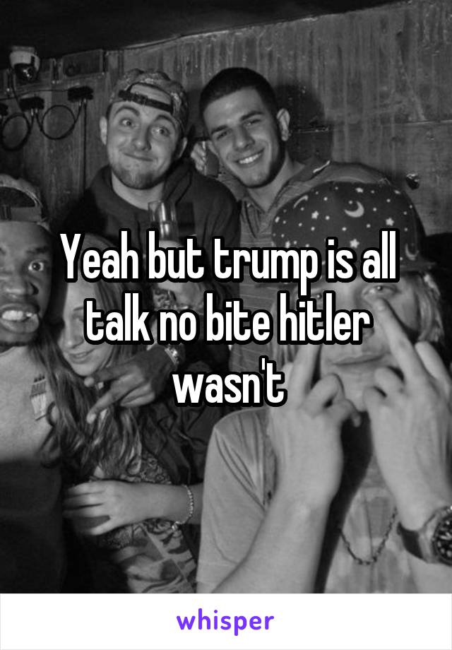 Yeah but trump is all talk no bite hitler wasn't