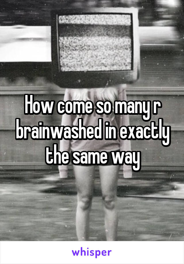 How come so many r brainwashed in exactly the same way