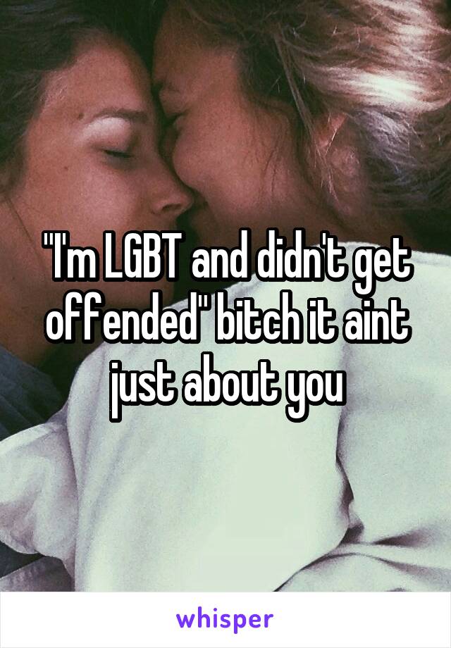 "I'm LGBT and didn't get offended" bitch it aint just about you