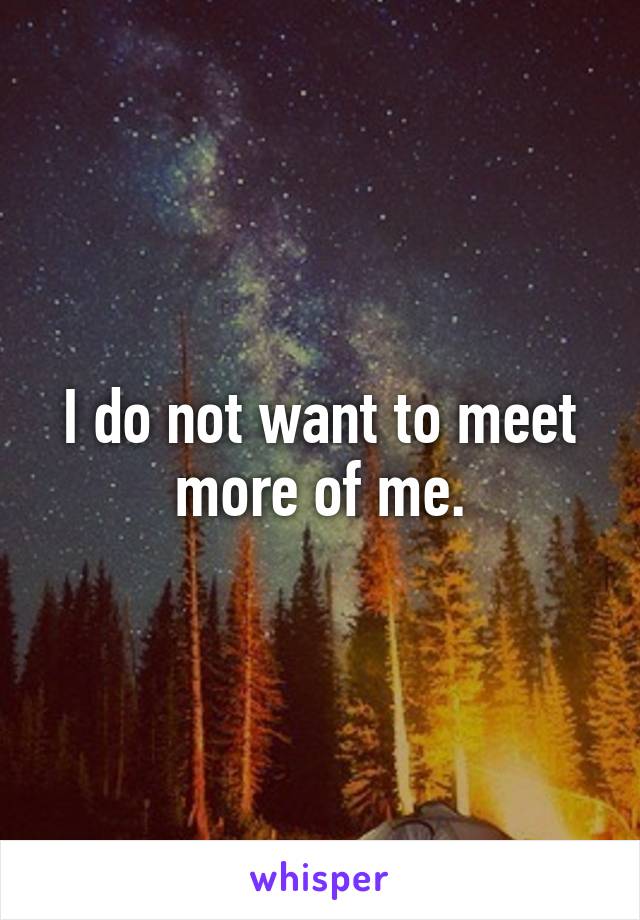 I do not want to meet more of me.