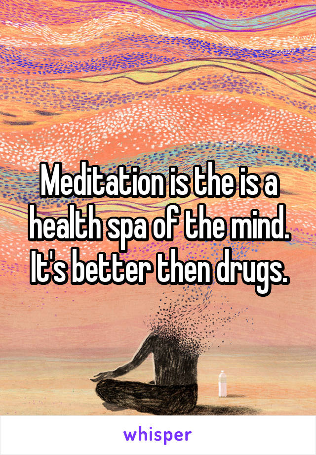 Meditation is the is a health spa of the mind. It's better then drugs.