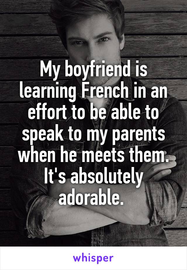 My boyfriend is learning French in an effort to be able to speak to my parents when he meets them. It's absolutely adorable. 