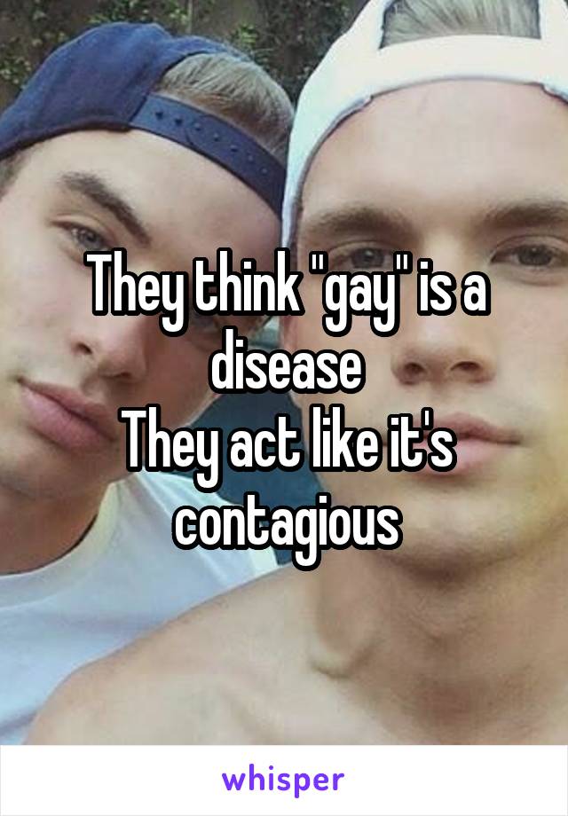 They think "gay" is a disease
They act like it's contagious