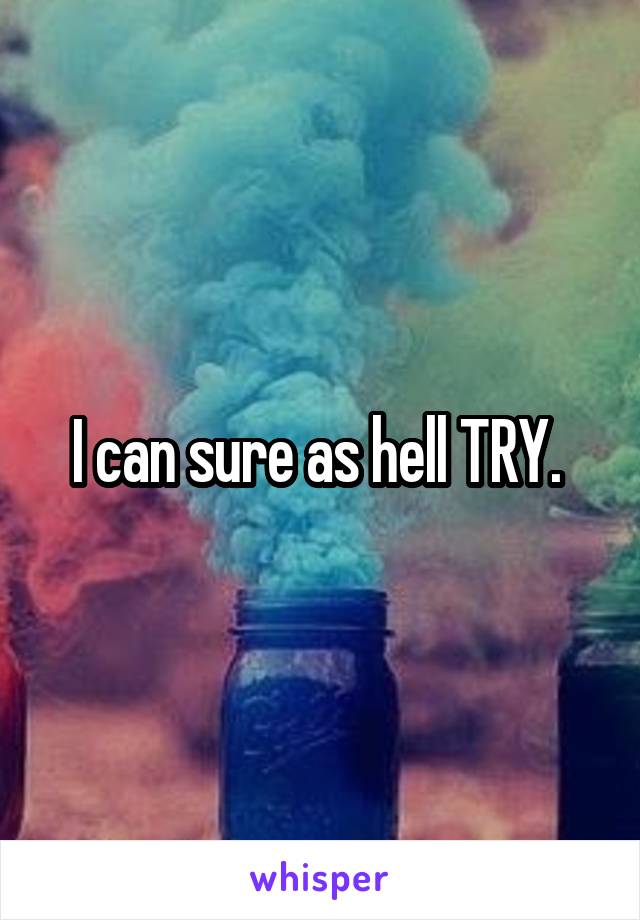 I can sure as hell TRY. 
