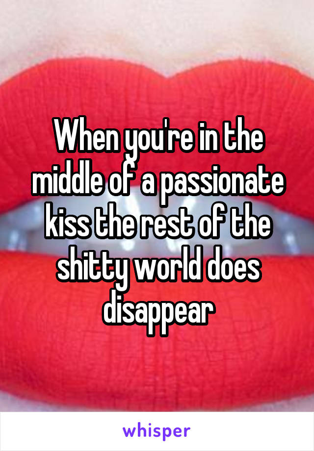 When you're in the middle of a passionate kiss the rest of the shitty world does disappear