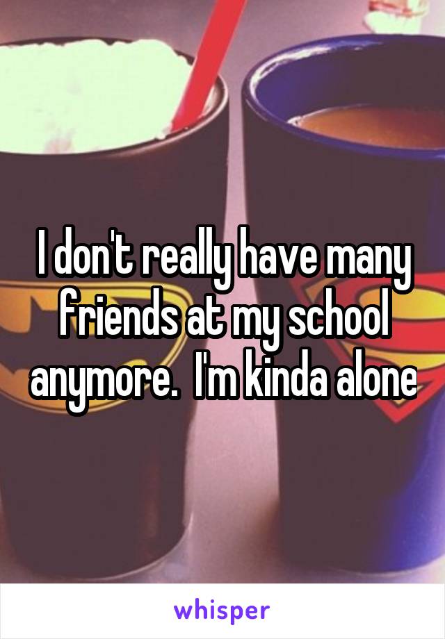 I don't really have many friends at my school anymore.  I'm kinda alone