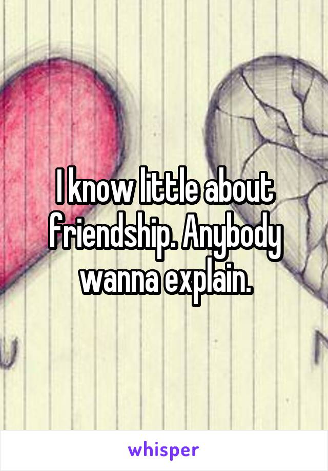 I know little about friendship. Anybody wanna explain.