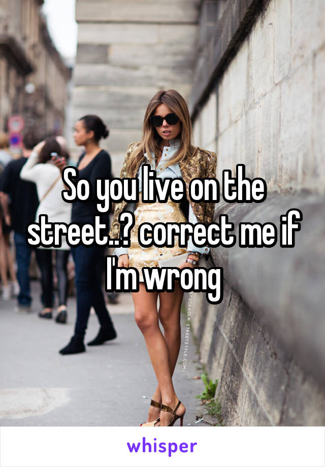 So you live on the street..? correct me if I'm wrong