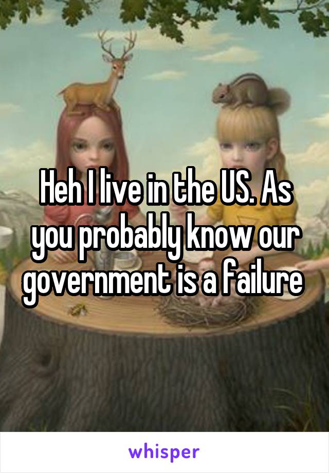 Heh I live in the US. As you probably know our government is a failure 