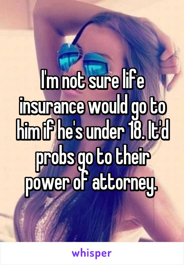 I'm not sure life insurance would go to him if he's under 18. It'd probs go to their power of attorney. 