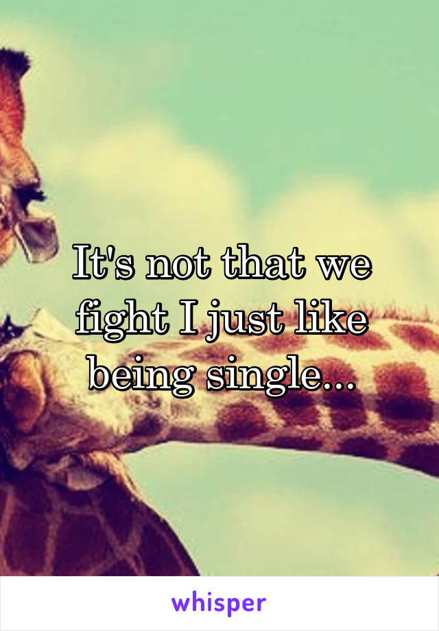 It's not that we fight I just like being single...